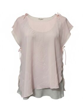Vintage Christian Dior Lingerie Pink Tiered Chiffon Overlay Camisole Slip Top